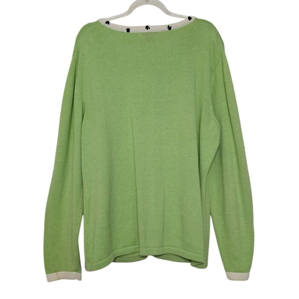 Vintage Bobbie Bell Dog Cardigan Womens Size Large Green Embellished Sweater - Picture 13 of 15